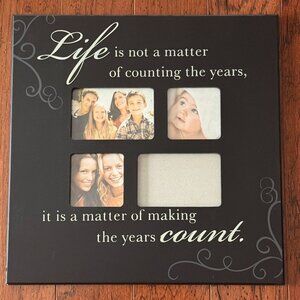 18x18 Decorative Wall Photo Frame Quote Sign Holds 4 Photos Black